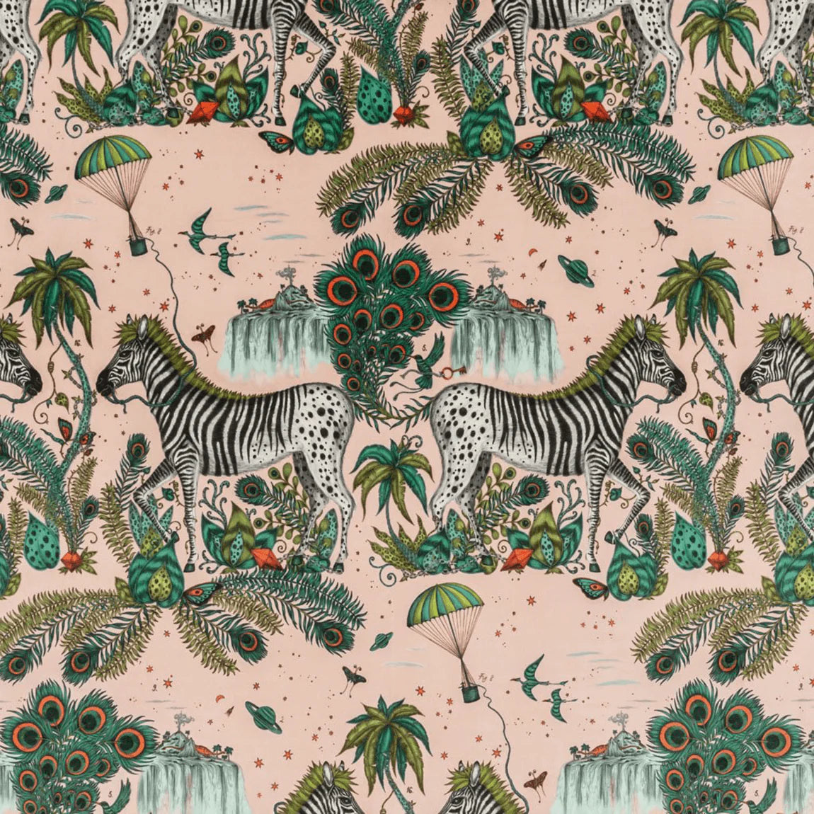 Lost World Velvet Fabric - Pink - Emma J Shipley