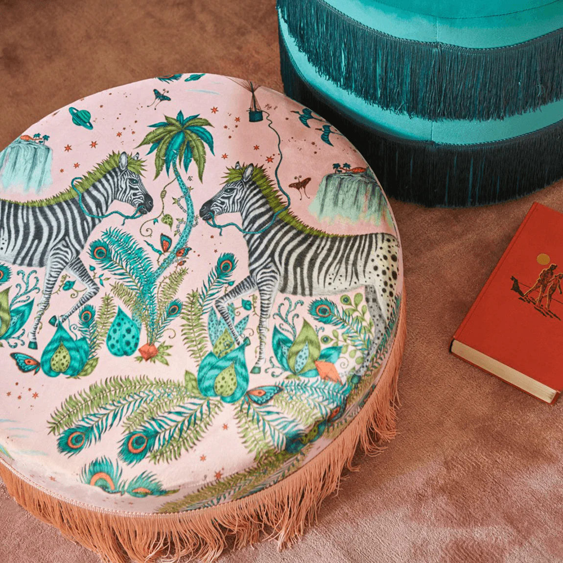 Lost World Velvet Fabric - Pink - Emma J Shipley