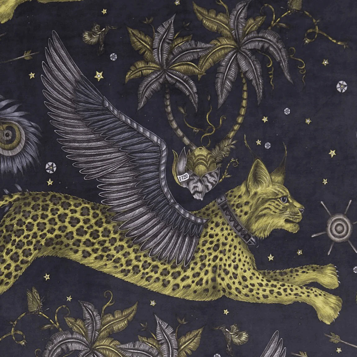 Lynx Velvet Fabric - Black - Emma J Shipley