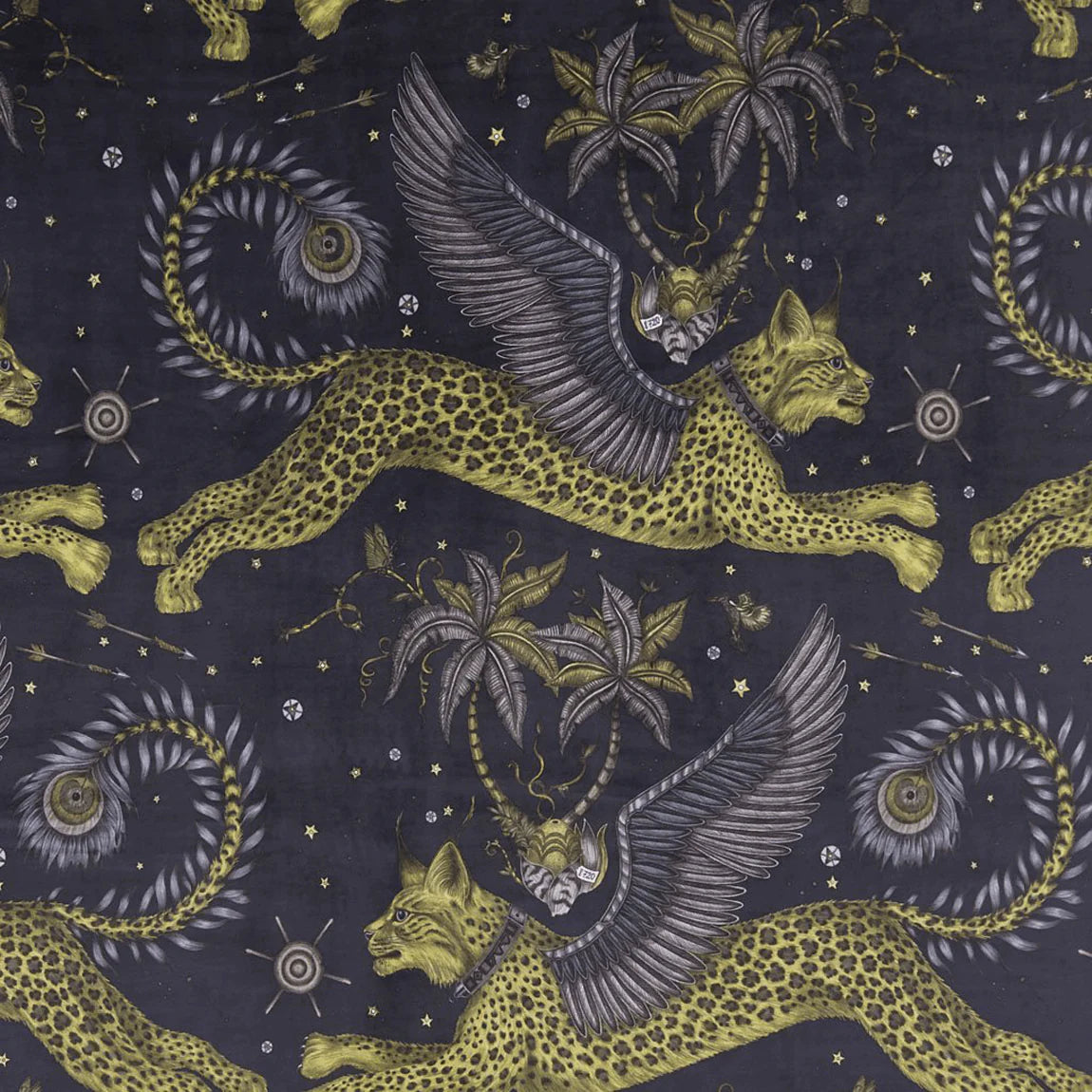 Lynx Velvet Fabric - Black - Emma J Shipley