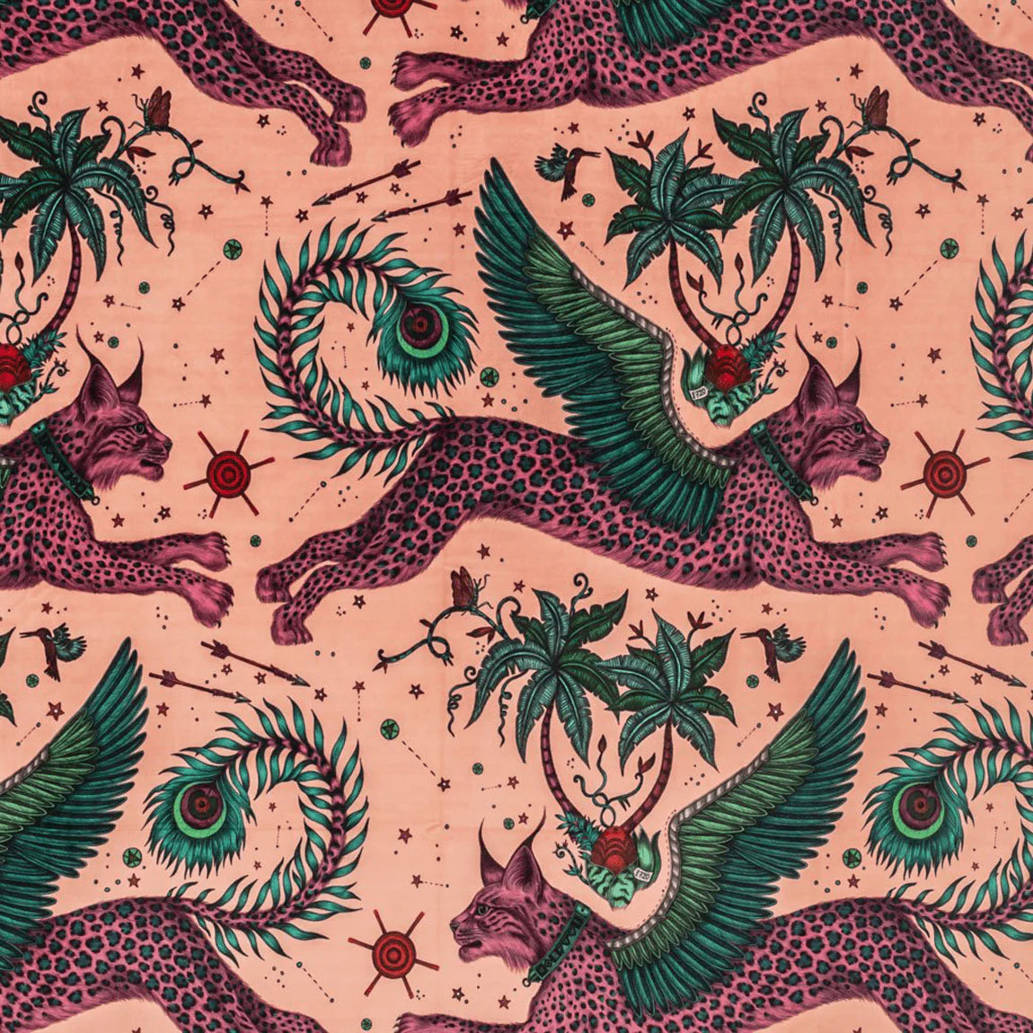 Lynx Velvet Fabric - Pink - Emma J Shipley