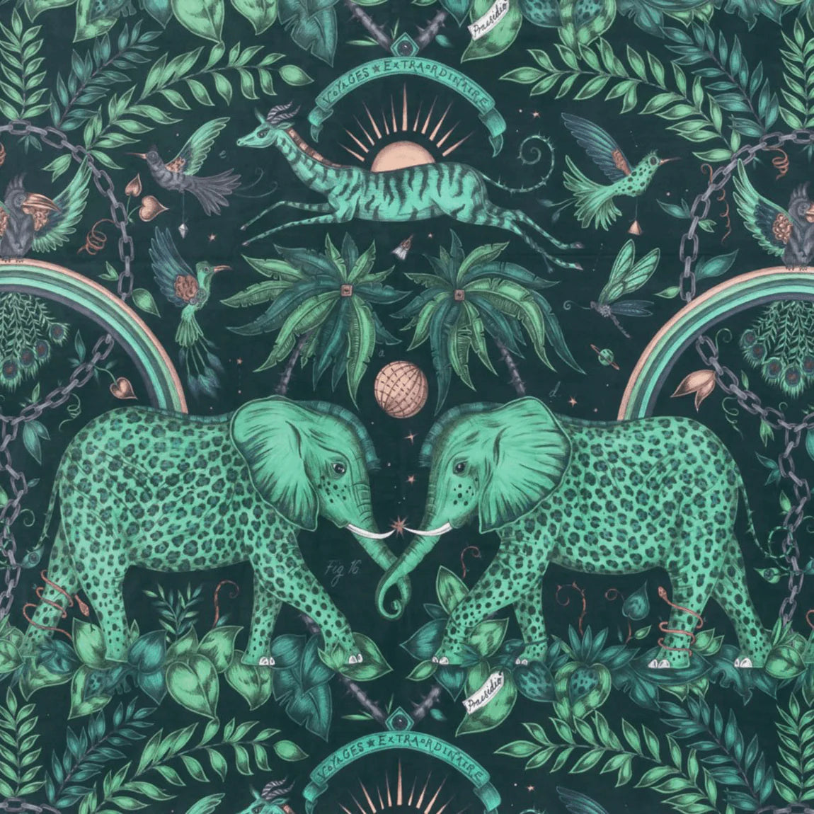 Zambezi Velvet Fabric - Green - Emma J Shipley