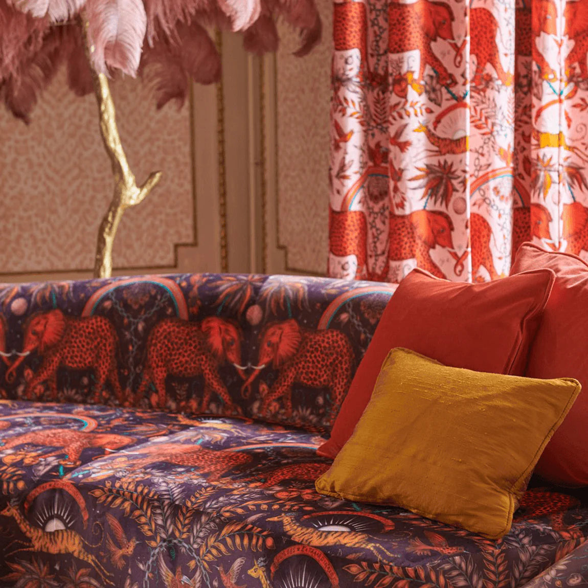 Zambezi Velvet Fabric - Orange - Emma J Shipley