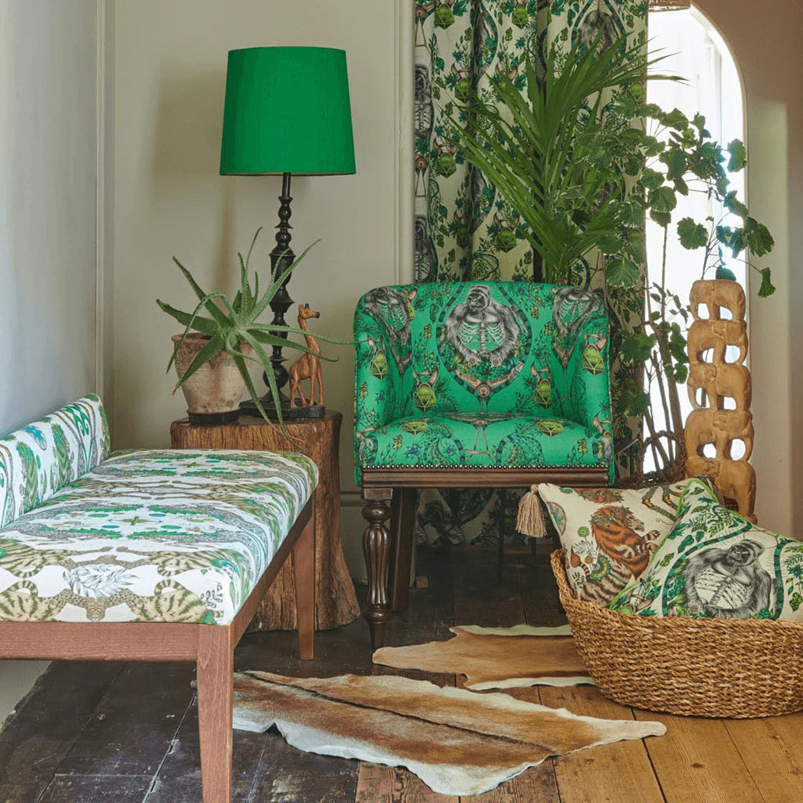 Caspian Cotton Satin Fabric - Green - Emma J Shipley