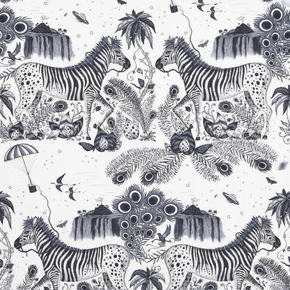 Lost World Cotton Satin Fabric - Gray - Emma J Shipley