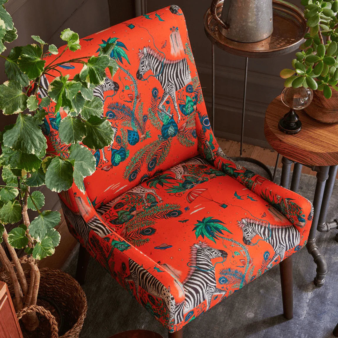 Lost World Cotton Satin Fabric - Red - Emma J Shipley