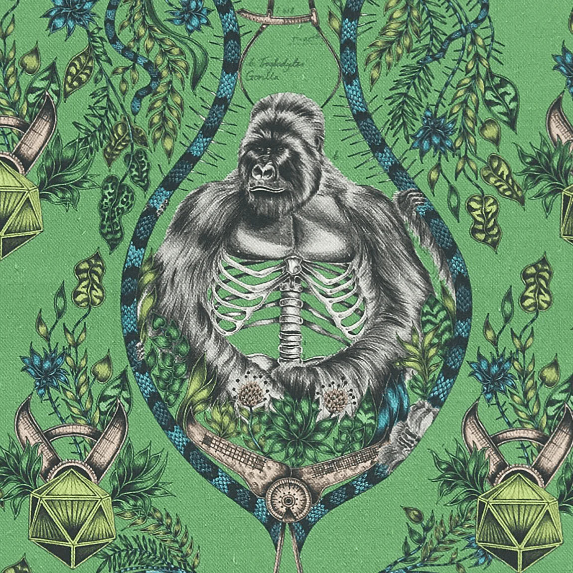 Silverback Linen Fabric - Green - Emma J Shipley
