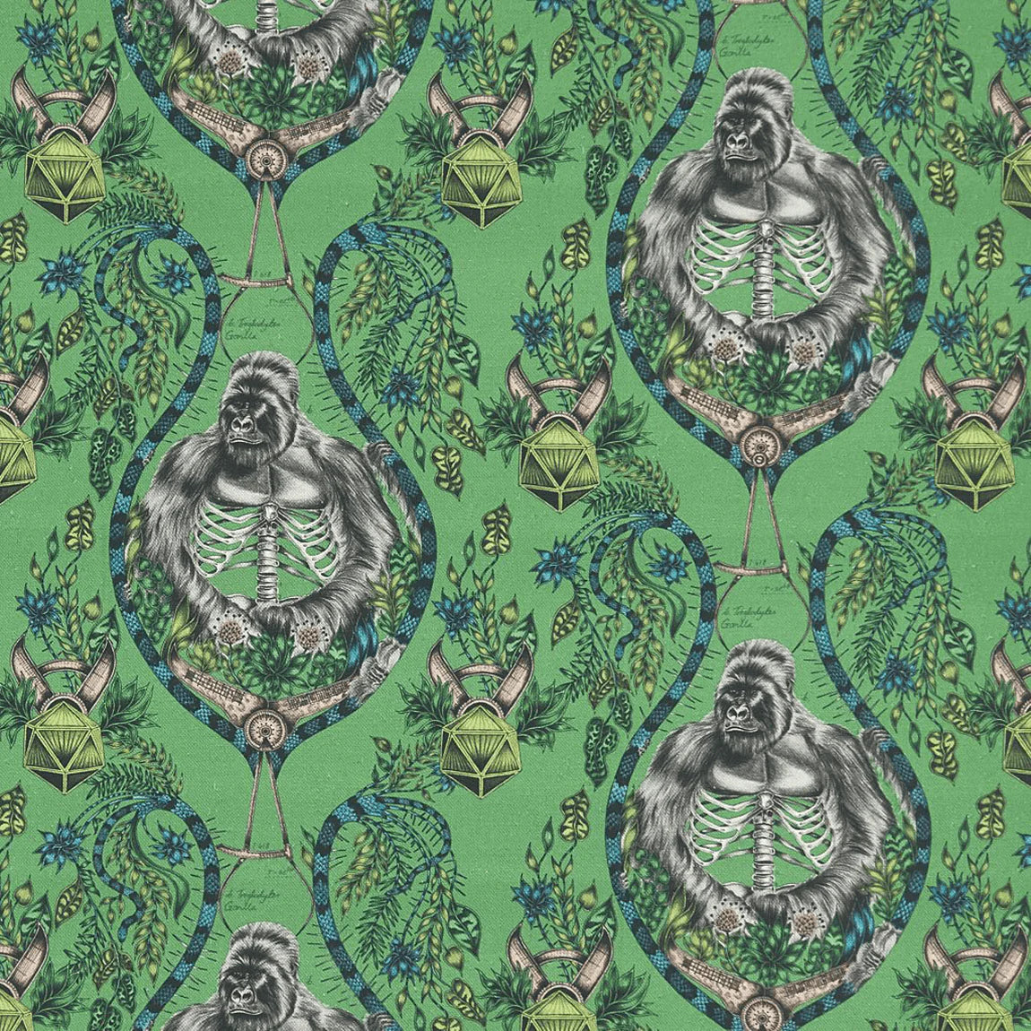 Silverback Linen Fabric - Green - Emma J Shipley