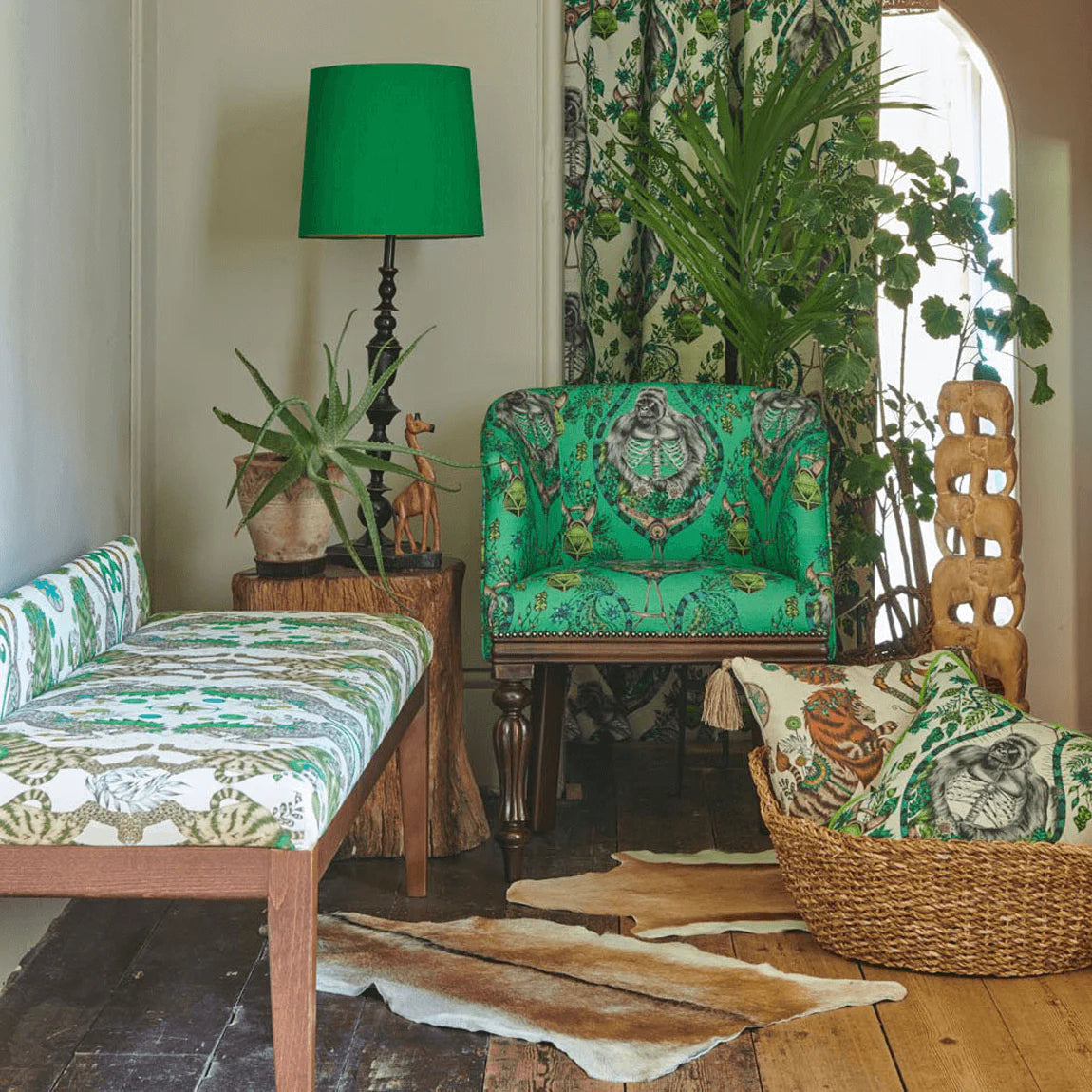 Silverback Linen Fabric - Green - Emma J Shipley