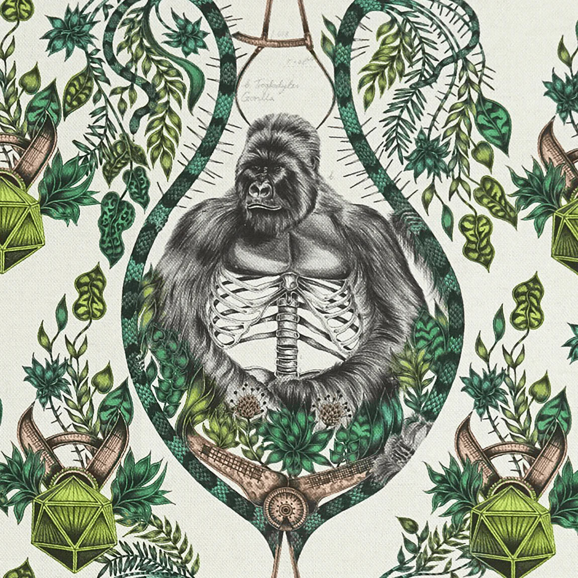 Silverback Linen Fabric - Green - Emma J Shipley