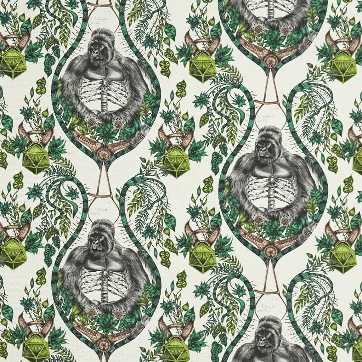 Silverback Linen Fabric - Green - Emma J Shipley