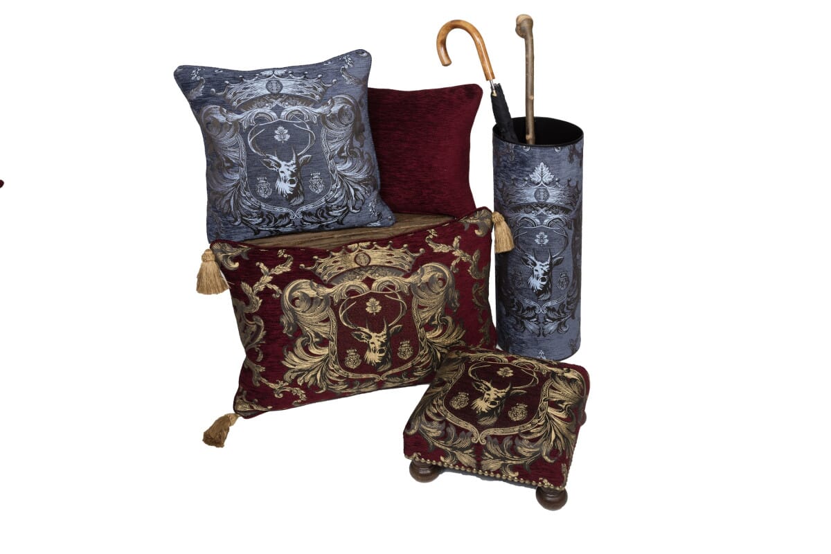 Regal Stag Red Tapestry Room Footstool