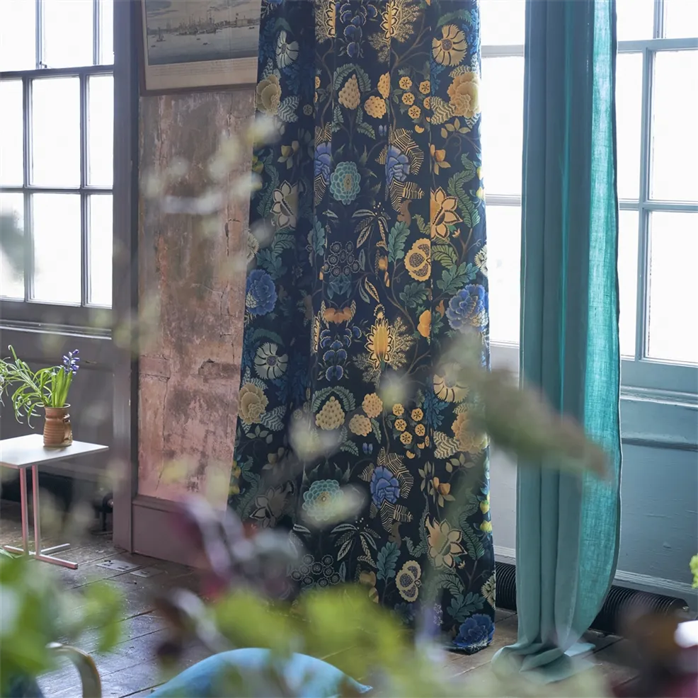 Brocart Decoratif Velours Indigo Room Fabric