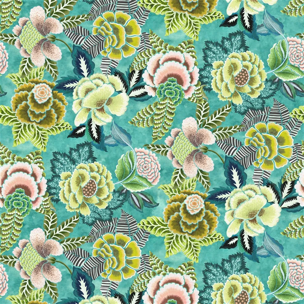 Rose De Damas Jade Fabric