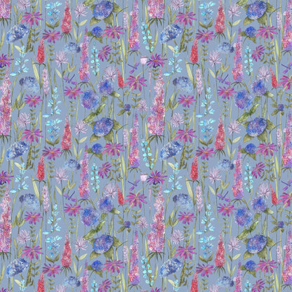 Florabunda Bluebell Ecru Fabric