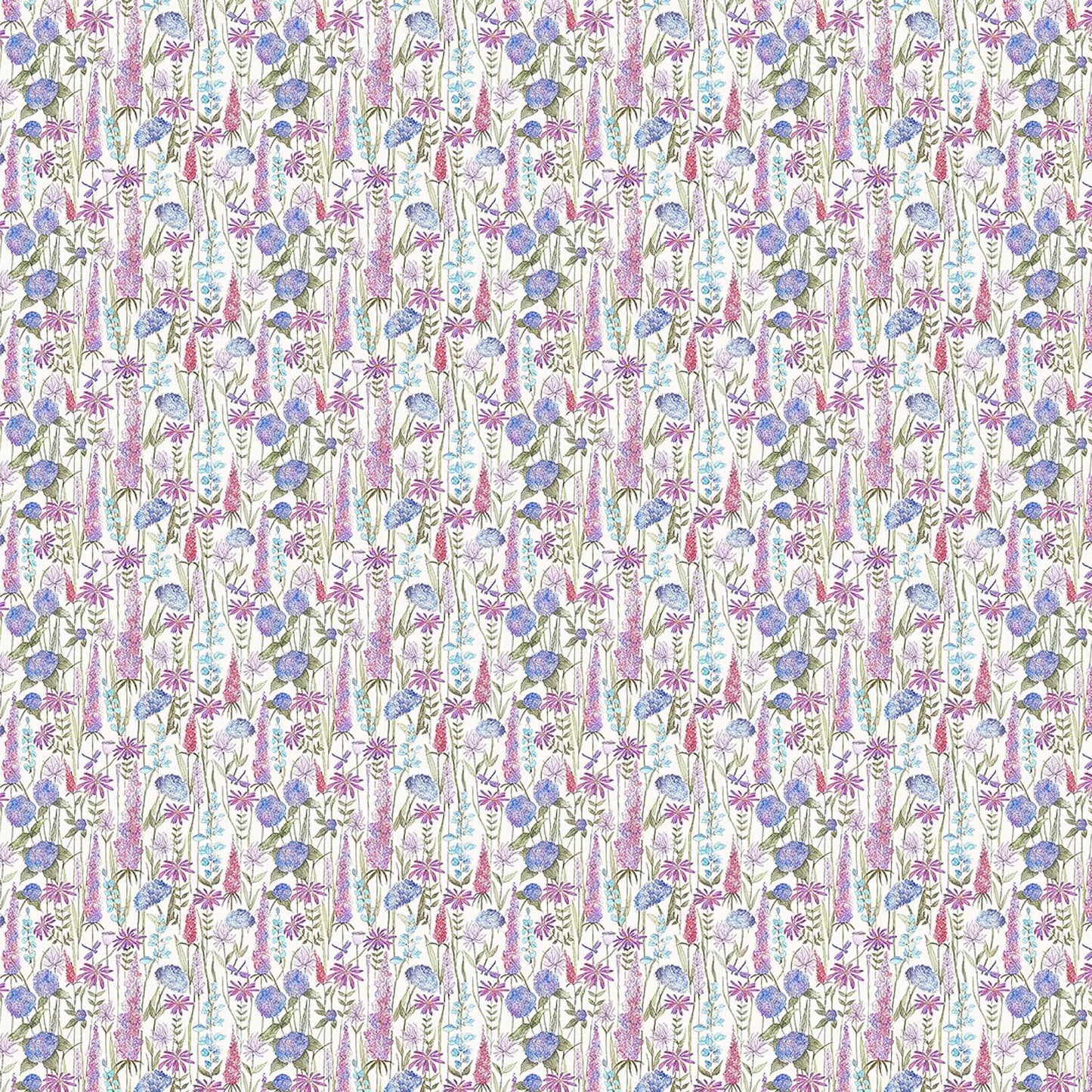 Florabunda Bluebell Ecru Lomond Pima Lawn Cotton - Dress Fabric