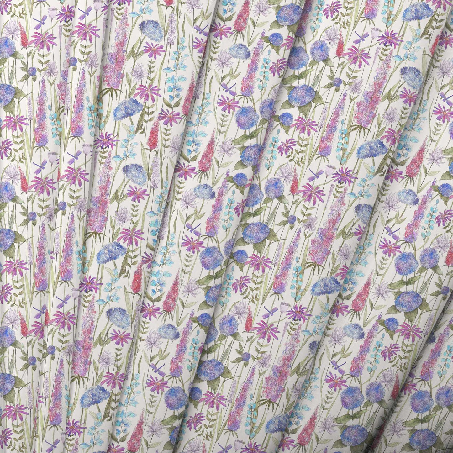 Florabunda Bluebell Ecru Lomond Pima Lawn Cotton - Dress Fabric