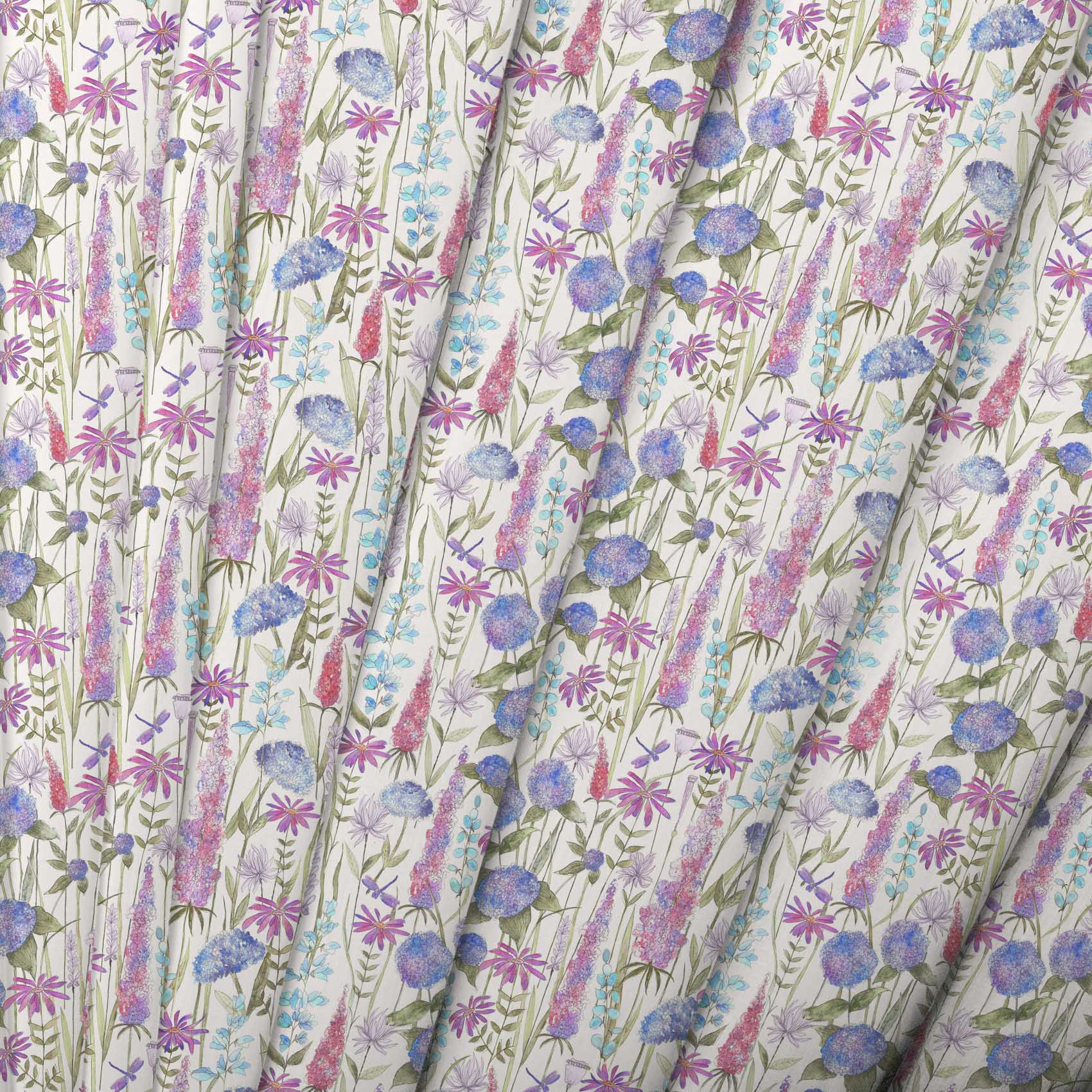 Florabunda Bluebell Ecru Lomond Pima Lawn Cotton - Dress Fabric