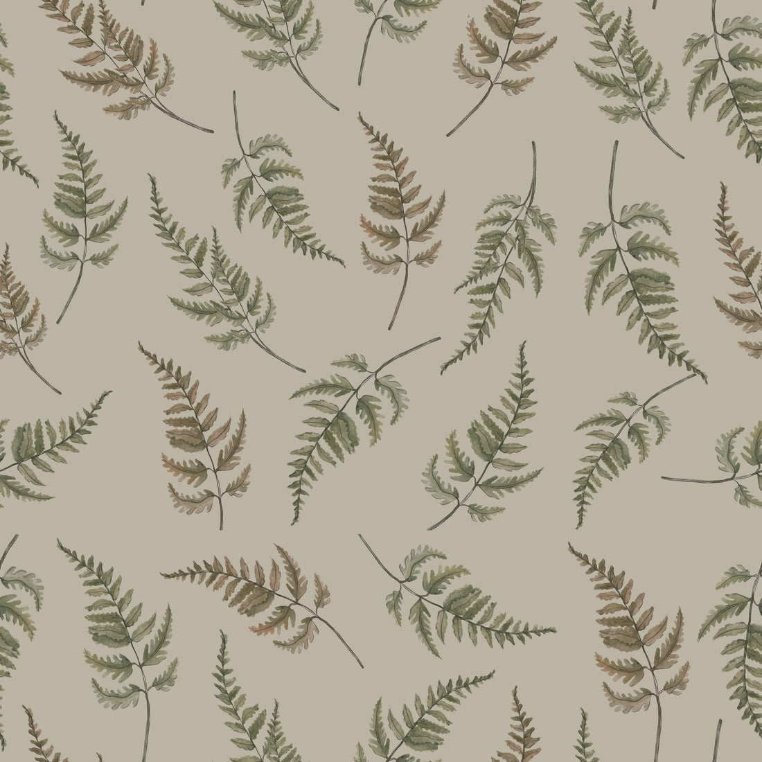 Falling Ferns Wallpaper - Soft Beige - Summer Gray
