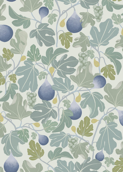 Figs Wallpaper - Blue - Summer Gray
