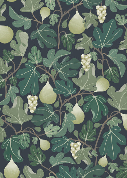 Figs Wallpaper - Green - Summer Gray

