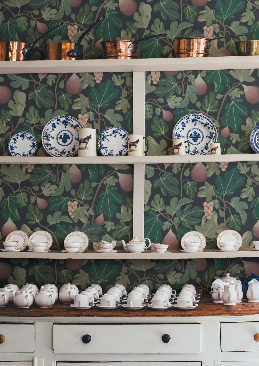 Figs Wallpaper - Wine Red - Summer Gray
