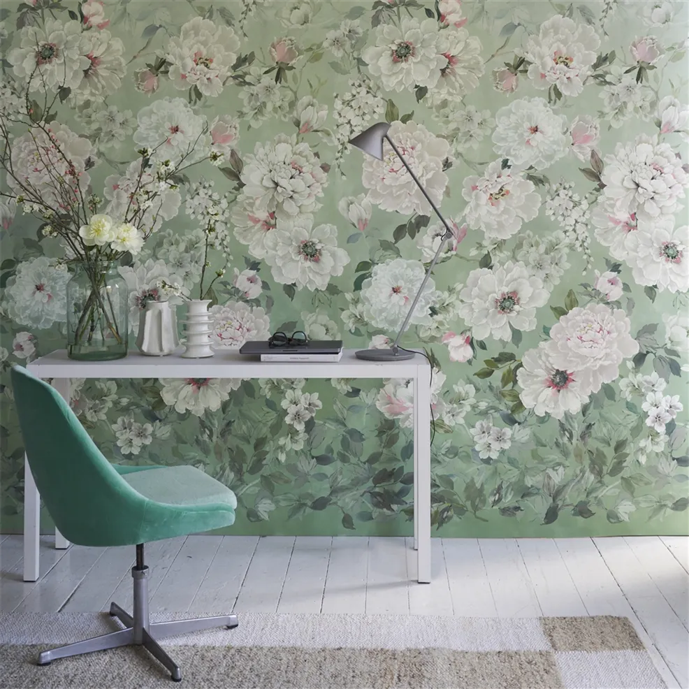 Fleur Blanche Wallpaper - Eau de Nil - PDG1172/01 - Designers Guild