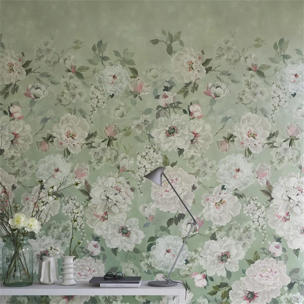 Fleur Blanche Wallpaper - Eau de Nil - PDG1172/01 - Designers Guild