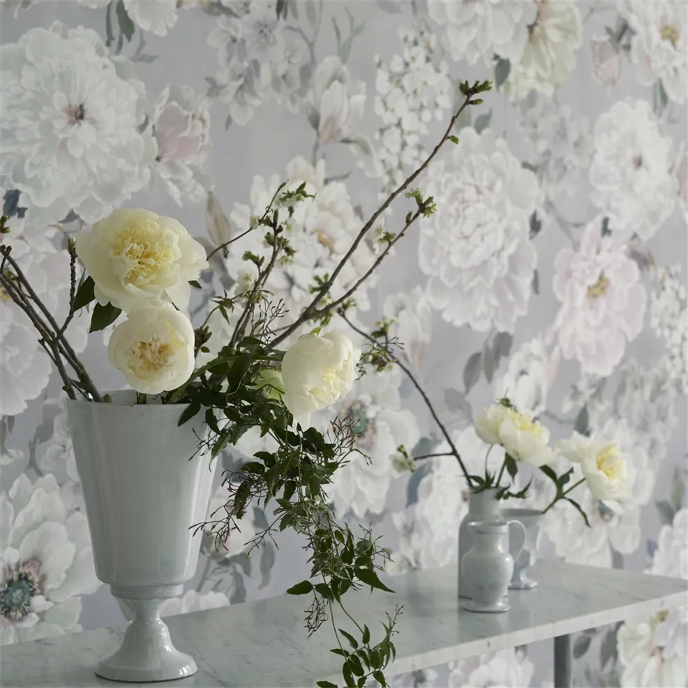 Fleur Blanche Wallpaper - Platinum - PDG1172/02 - Designers Guild