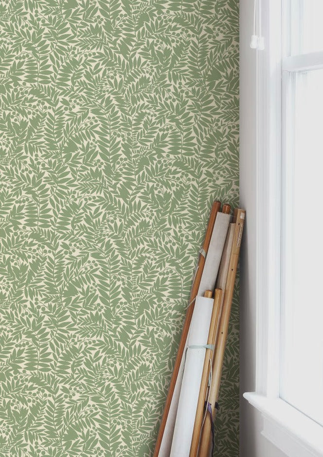Florence Wallpaper - Green - Summer Gray
