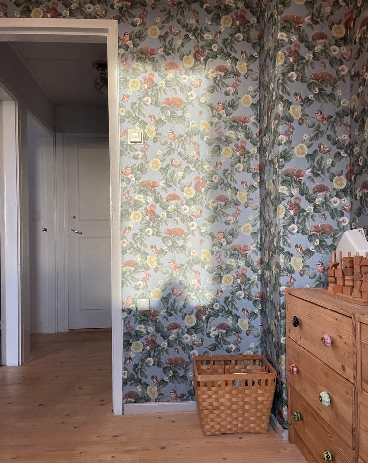 Forest Lullaby Nursery Wallpaper - Bluish - Summer Gray
