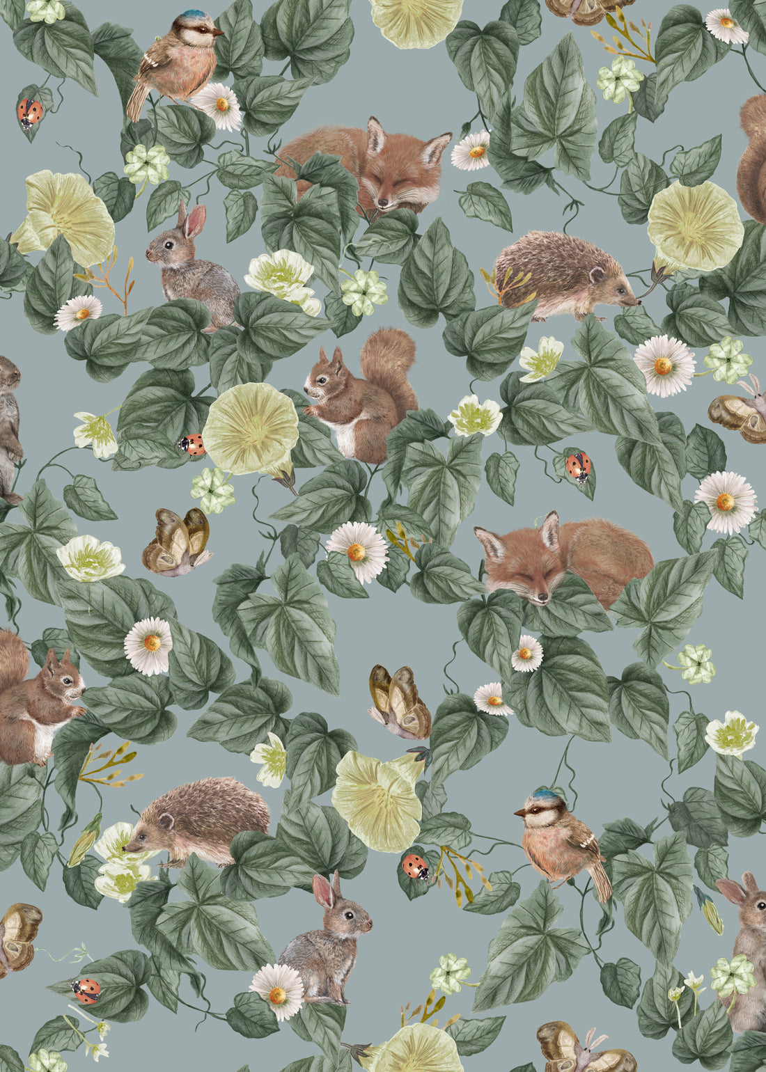 Forest Lullaby Nursery Wallpaper - Bluish - Summer Gray
