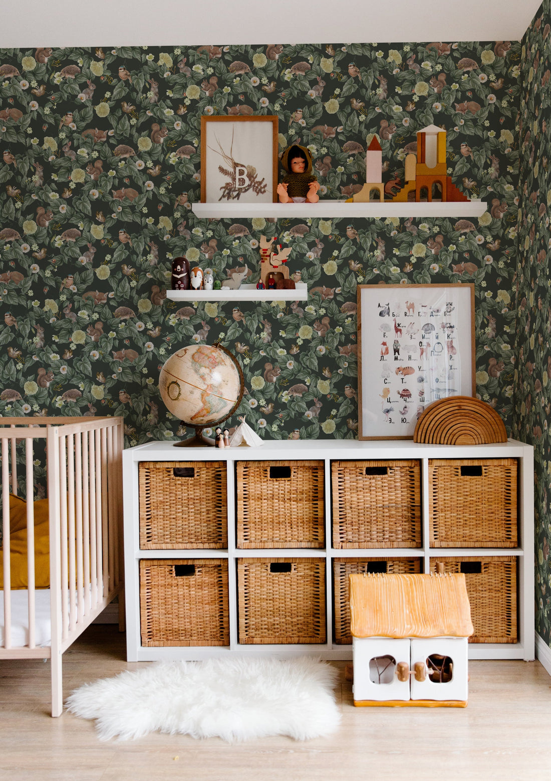 Forest Lullaby Nursery Wallpaper - Pine - Summer Gray
