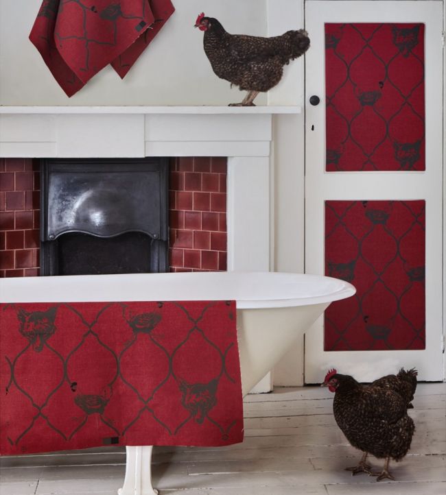 Fox And Hen Fabric - Brick - BGF030501 - Barneby Gates
