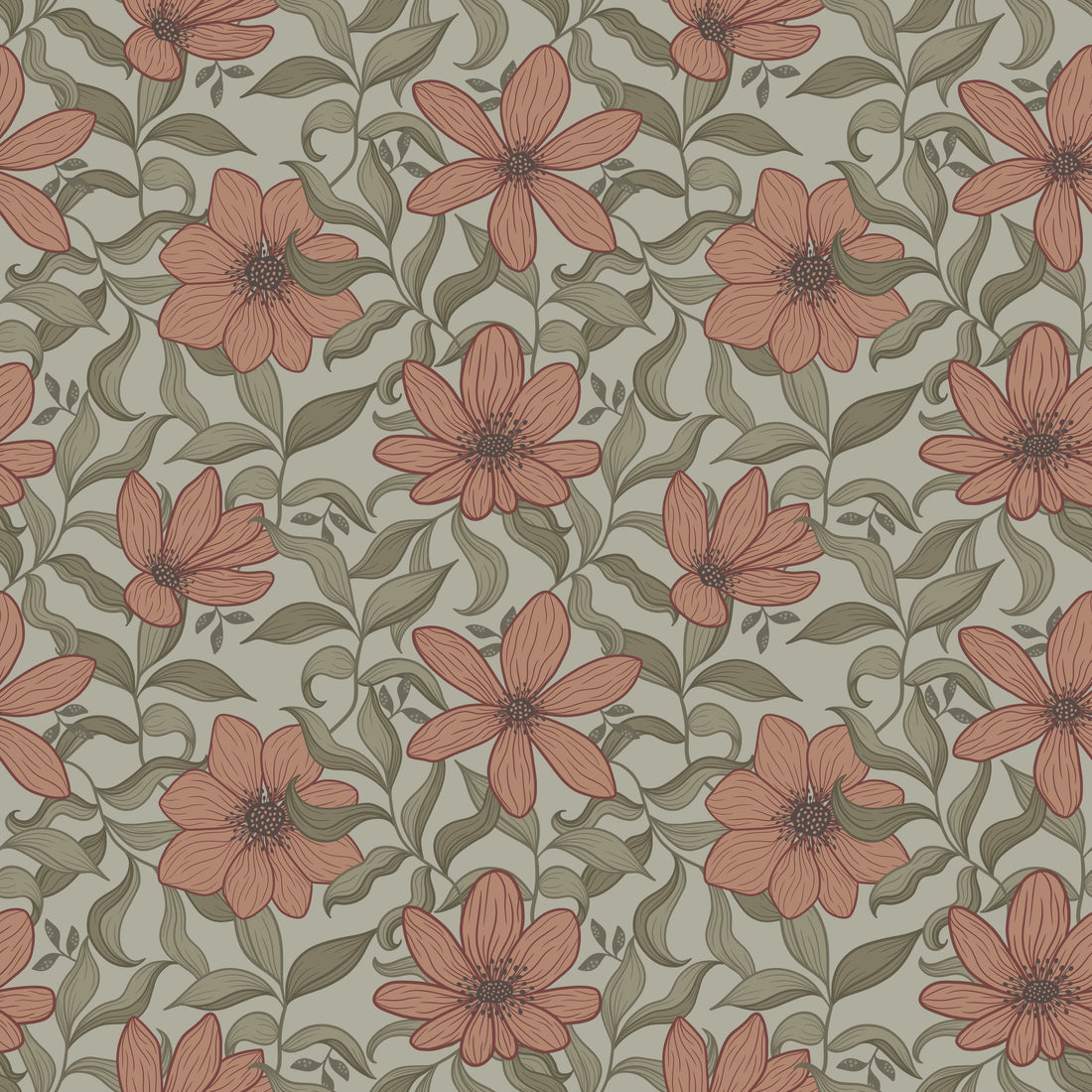 Fredrik Wallpaper - Ruby - Summer Gray
