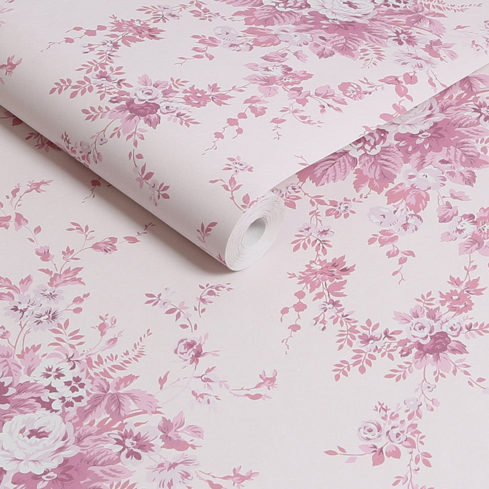 Garden Floral Wallpaper - Pink Tonal - Shabby Chic