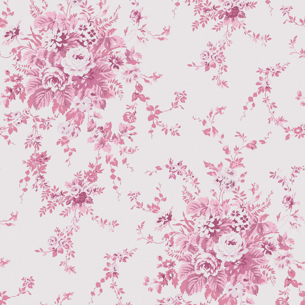 Garden Floral Wallpaper - Pink Tonal - Shabby Chic