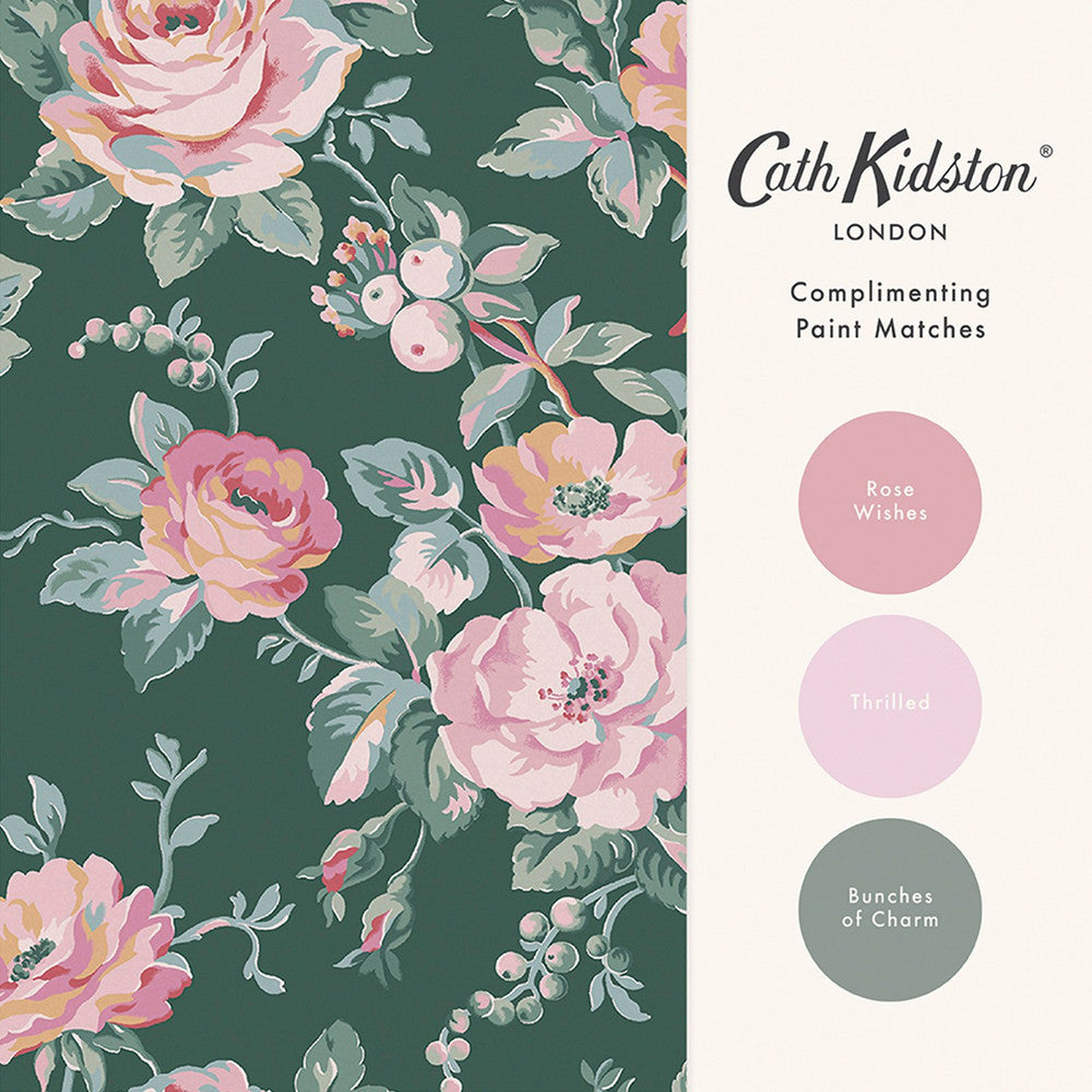 Garden Rose Wallpaper - Green - 125502 - Cath Kidston