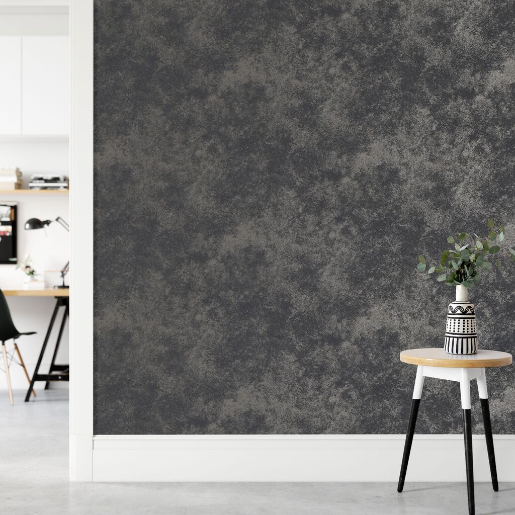 Gilded Concrete Wallpaper - Onyx - Boutique Luxury