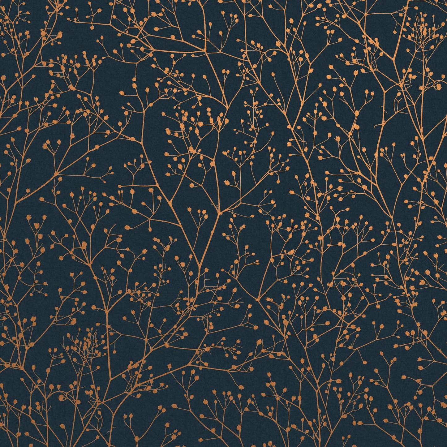 Gypsophila Wallpaper - Mighnight & Copper - Clarissa Hulse
