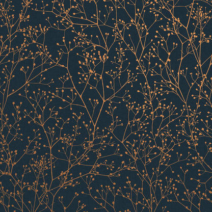 Gypsophila Wallpaper - Mighnight & Copper - Clarissa Hulse