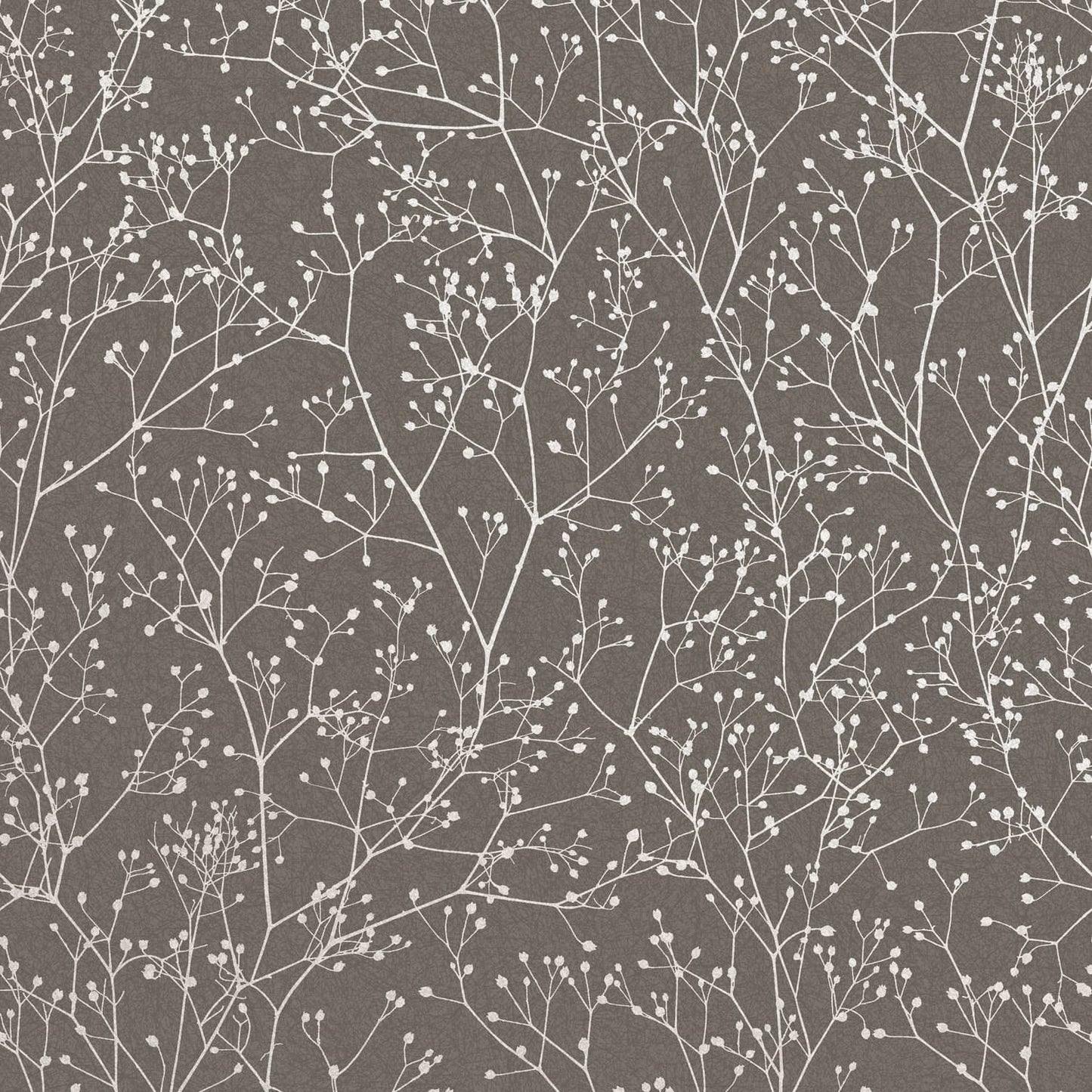 Gypsophila Wallpaper - Mocha & Silver  - Clarissa Hulse