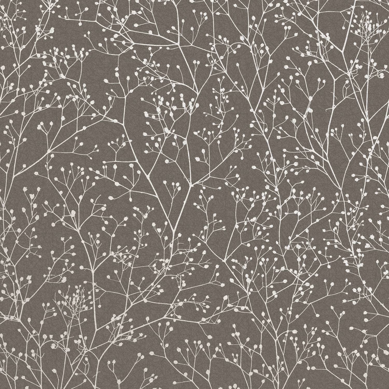 Gypsophila Wallpaper - Mocha & Silver  - Clarissa Hulse