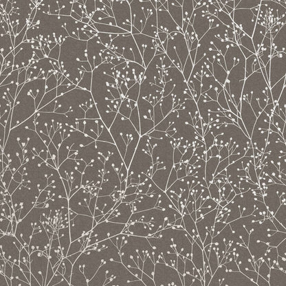 Gypsophila Wallpaper - Mocha & Silver  - Clarissa Hulse