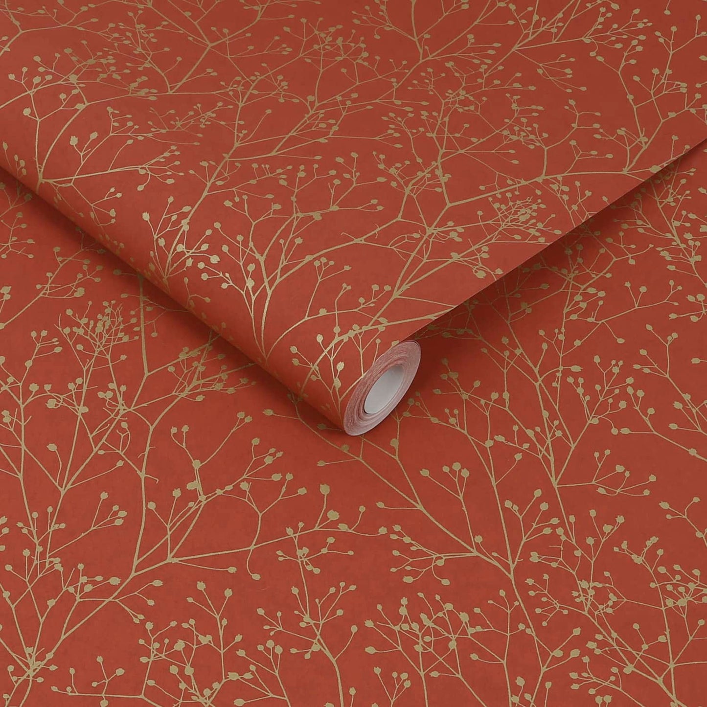 Gypsophila Wallpaper - Paprika & Gold - Clarissa Hulse