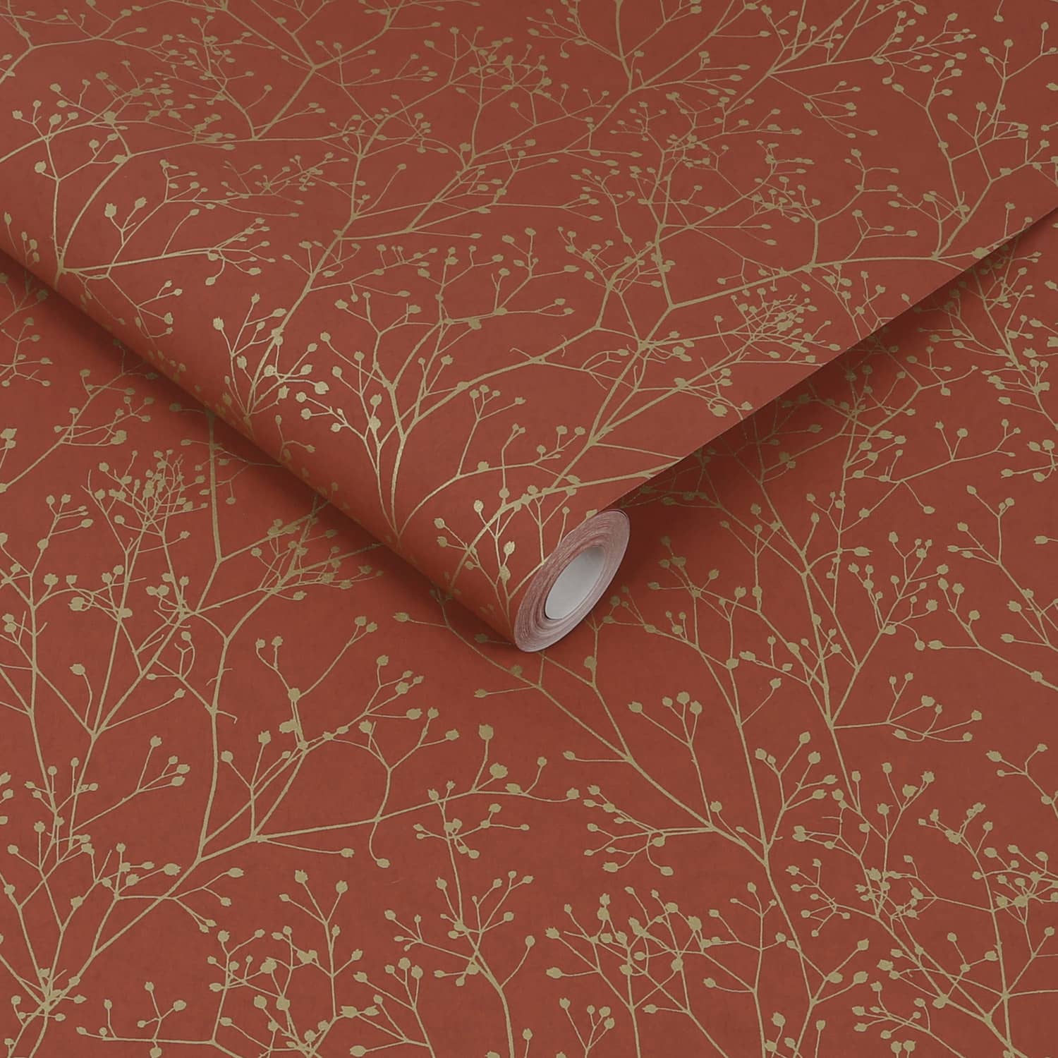 Gypsophila Wallpaper - Paprika & Gold - Clarissa Hulse