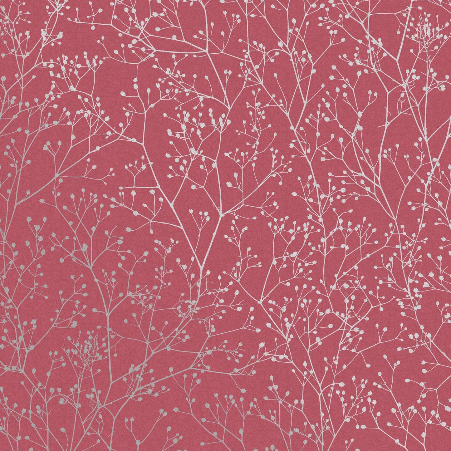 Gypsophila Wallpaper - Raspberry & Silver - Clarissa Hulse