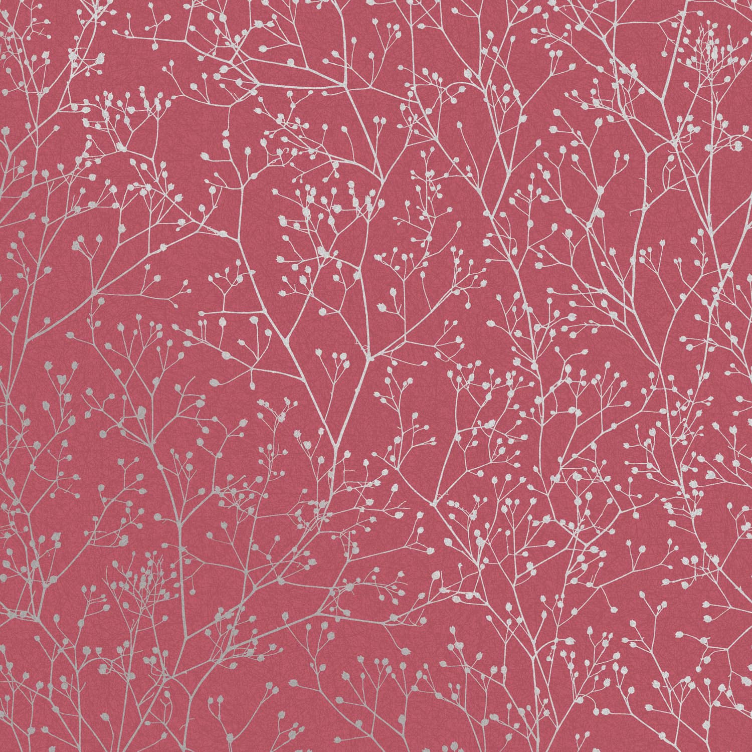 Gypsophila Wallpaper - Raspberry & Silver - Clarissa Hulse