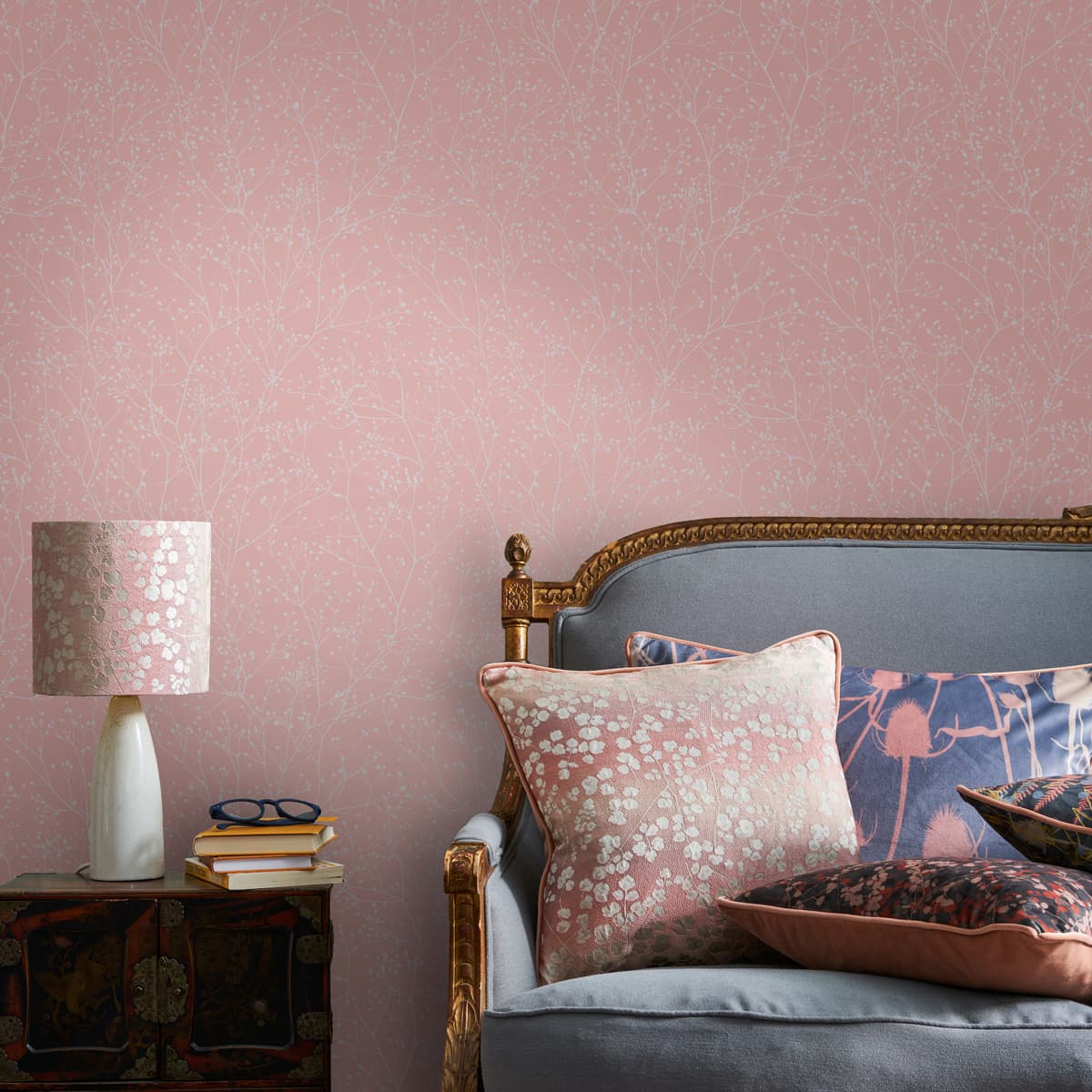 Gypsophila Wallpaper - Shell & Rose Gold - Clarissa Hulse