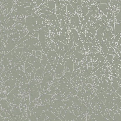 Gypsophila Wallpaper - Spring Green & Silver - Clarissa Hulse